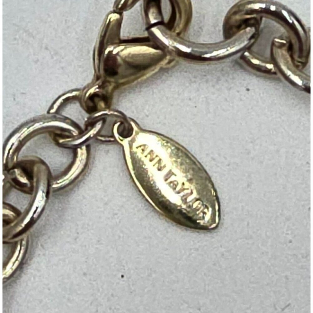 Ann Taylor Gold Tone Chain Necklace w/ Black White Beads & Rhinestone Accents - Picture 2 of 7